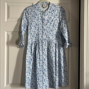 Tuckernuck White and Blue Floral shirt dress